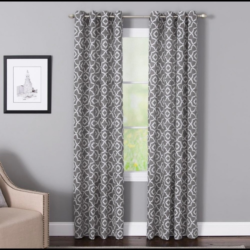 84” Charcoal Light Filtering Grommet Top Single Panel Curtain 50x84 New